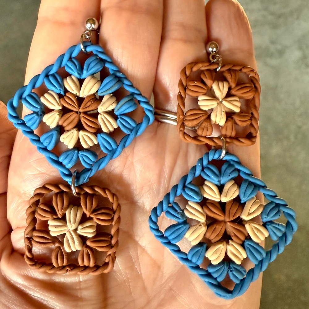 Handmade granny square earrings